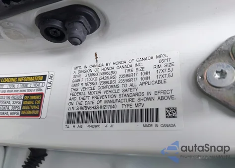 2017 Honda Cr-V Lx from USA, damaged, VIN 2HKRW6H32HH217040